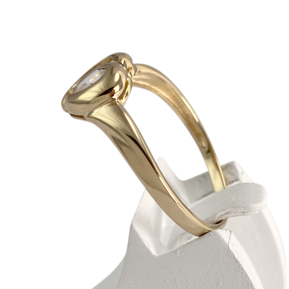 Bague d'occasion or 750 jaune coeur aigue marine - vue 2