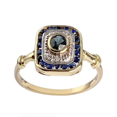 Bague d'occasion or 2 tons  750  diamants saphirs - vue 1