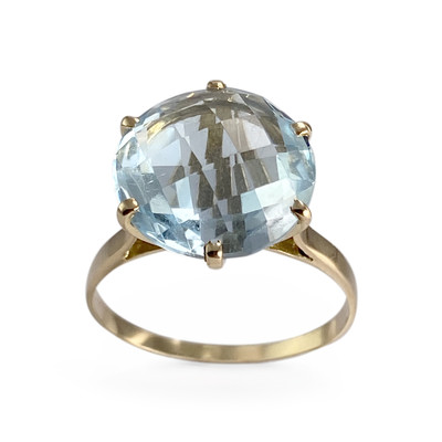 Bague d'occasion or 750 jaune topaze bleue
