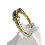 Bague d'occasion or 750 jaune diamants et rubis - vue 2