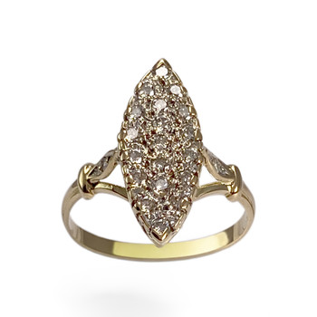 Pre-owned 750 gold ring with marquise-cut diamonds