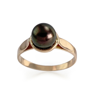 Bague d'occasion or 750 jaune perle de culture - vue 1