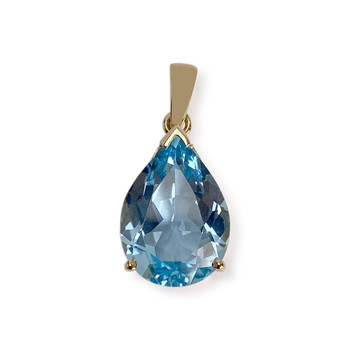 Pre-owned 750 yellow gold pendant with a treated blue topaz