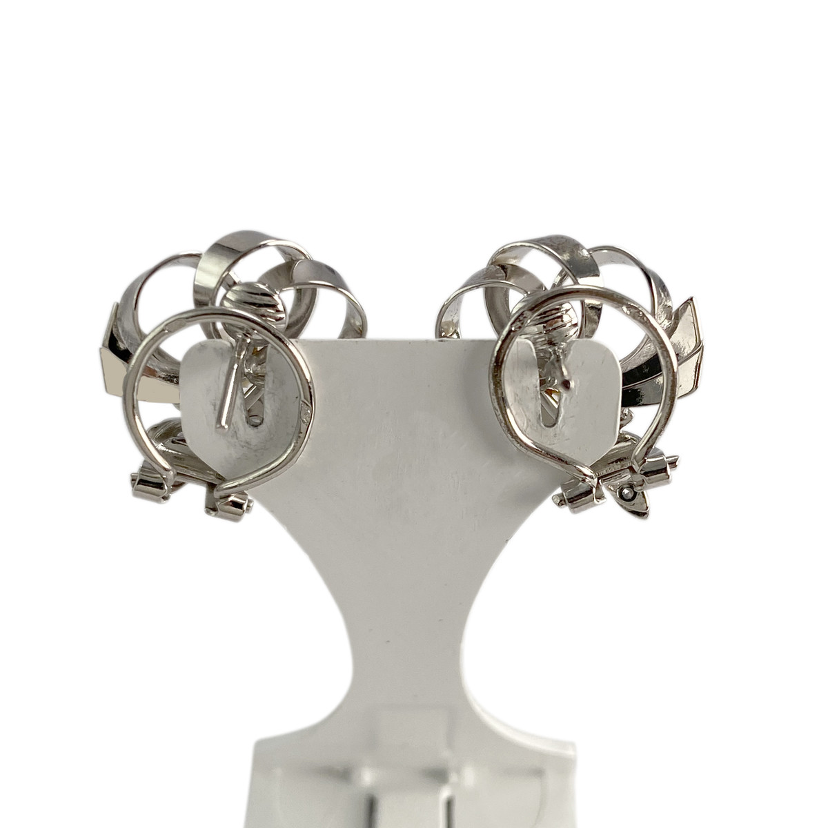 Boucles d'oreilles d'occasion or 750 blanc diamants,  perles de culture - vue 3
