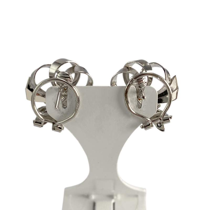 Boucles d'oreilles d'occasion or 750 blanc diamants,  perles de culture - vue 3