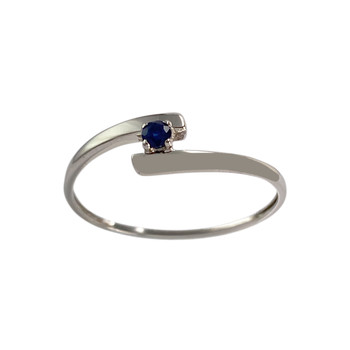 Tweedehands gouden ring 375 witte saffier