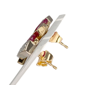 Pre-owned 18K two-tone gold earrings with diamonds and rubies