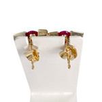 Boucles d'oreilles d'occasion or 750 2 tons diamant rubis - vue 3
