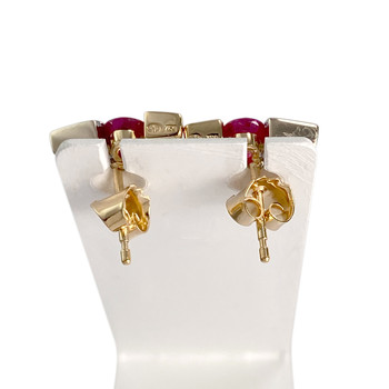 Pre-owned 18K two-tone gold earrings with diamonds and rubies