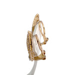 Boucles d'oreilles d'occasion or 750 2 tons feuille diamant - vue 2