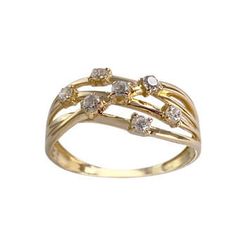 Tweedehands ring van 750 geelgoud met zirkonia’s