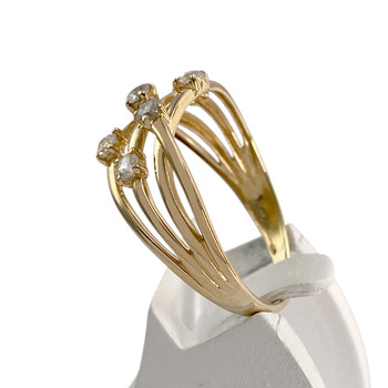 Tweedehands ring van 750 geelgoud met zirkonia’s