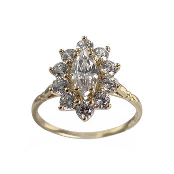 Bague d'occasion or 375 jaune zirconias