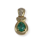 Pendentif d'occasion or 750 2 tons diamants emeraude - vue 1