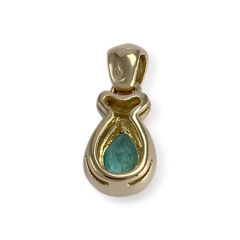 Pendentif d'occasion or 750 2 tons diamants emeraude - vue 2