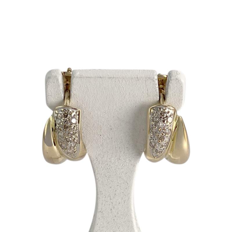 Boucles d'oreilles d'occasion or 750 2 tons diamants - vue 1