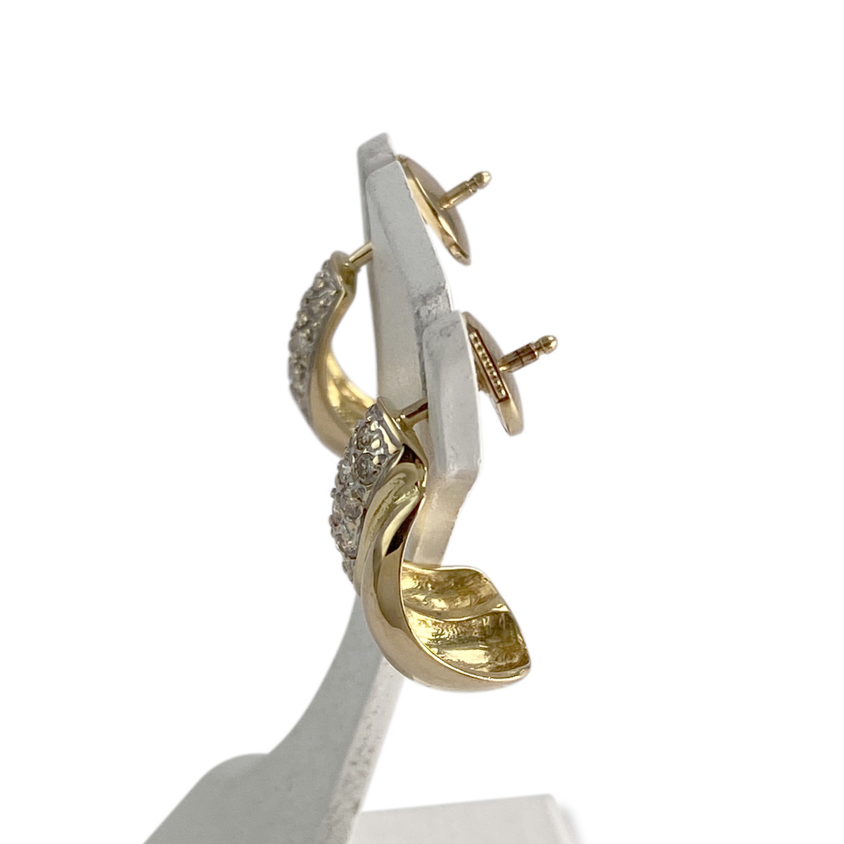 Boucles d'oreilles d'occasion or 750 2 tons diamants - vue 2