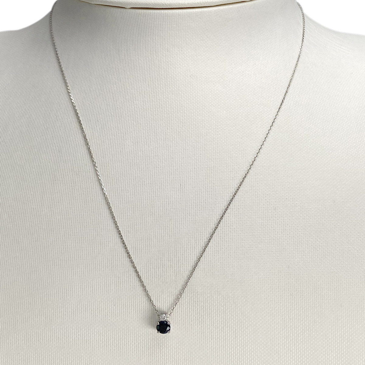 Collier d'occasion or 375 blanc maille forcat saphirzirconia - vue 2