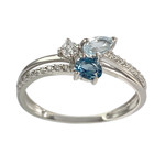 Bague d'occasion or 375 blanczirconias topaze london blue aigue marine - vue 1