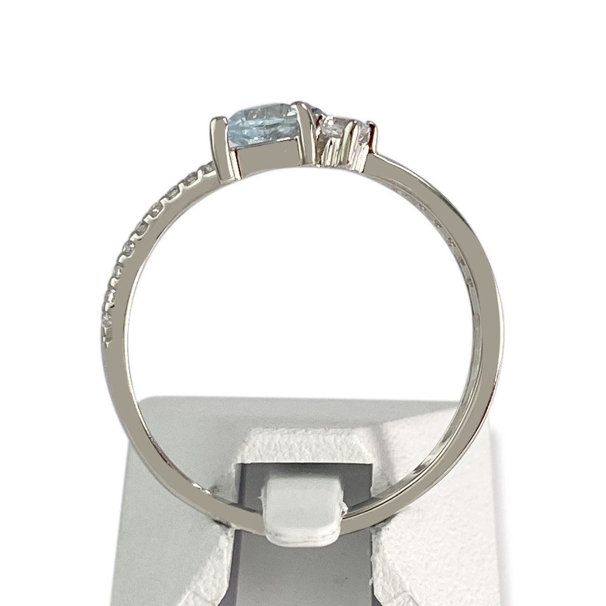 Bague d'occasion or 375 blanczirconias topaze london blue aigue marine - vue 3