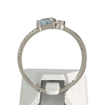 Pre-owned 14k white gold ring with zirconia, topaz, London blue topaz, and aquamarine