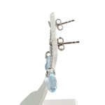 Boucles d'oreilles d'occasion or 750 blanc topazes bleues traitées - vue 2