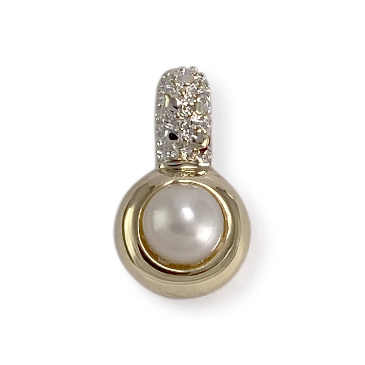 Pendentif d'occasion or 750 2 tons perle blanche