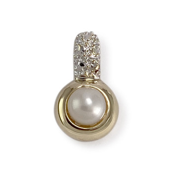 Pendentif d'occasion or 750 2 tons perle blanche