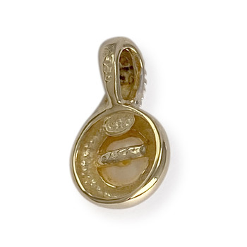 Pendentif d'occasion or 750 2 tons perle blanche
