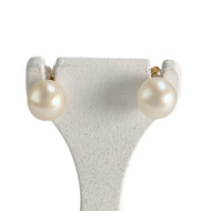 Tweedehands oorbellen in goud 750 gele gekweekte parel