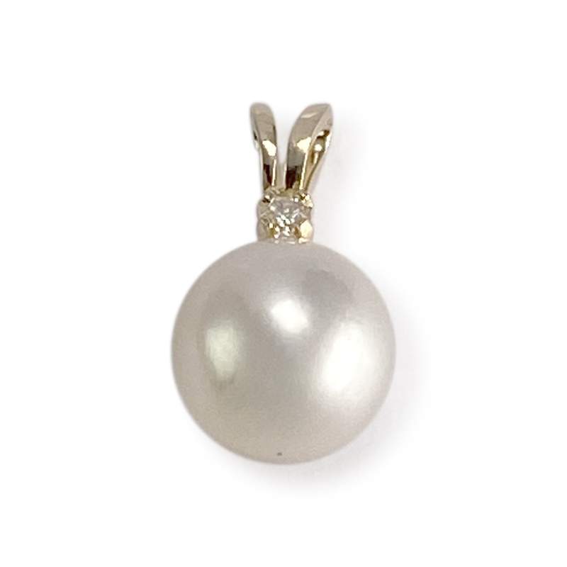 Pendentif d'occasion or 375 jaune diamant perle de culture - vue 1