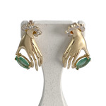 Boucles d'oreilles d'occasion or 750 2 tons diamants emeraudes - vue 1