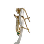 Boucles d'oreilles d'occasion or 750 2 tons diamants emeraudes - vue 2