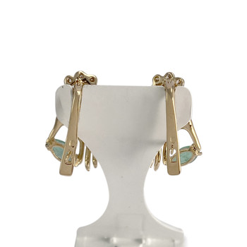 Boucles d'oreilles d'occasion or 750 2 tons diamants emeraudes