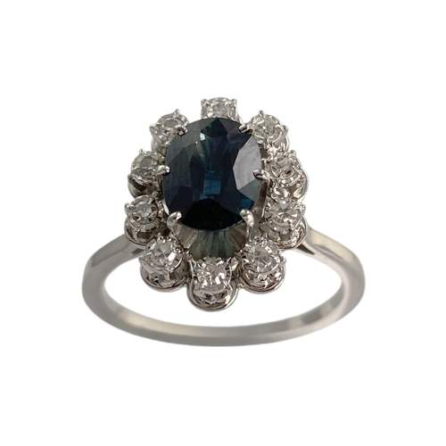 Bague d'occasion or 750 blanc diamant saphir