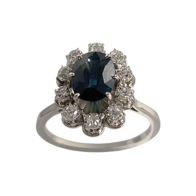 Bague d'occasion or 750 blanc diamant saphir - vue 1