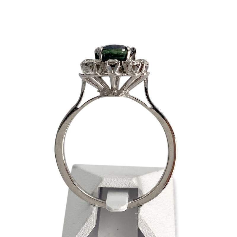 Bague d'occasion or 750 blanc diamant saphir - vue 3