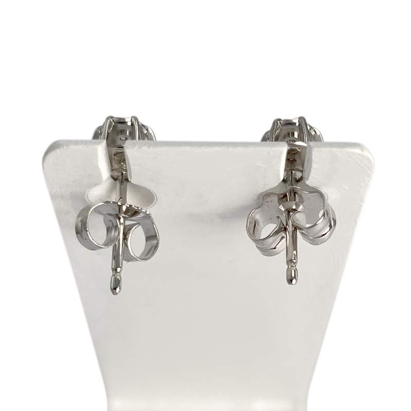 Boucles d'oreilles d'occasion or 750 blanc diamants - vue 3