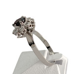 Bague d'occasion or 750 blanc grenat et diamants - vue 2