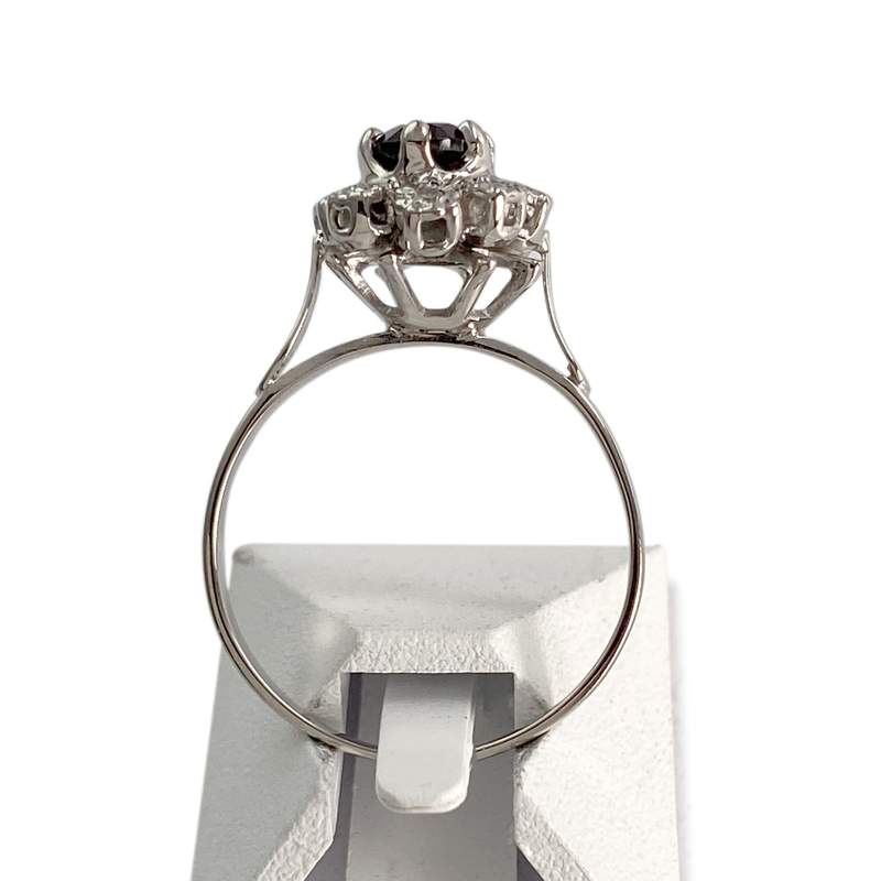 Bague d'occasion or 750 blanc grenat et diamants - vue 3