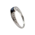 Bague d'occasion or 375 blanc diamants et saphir - vue 2
