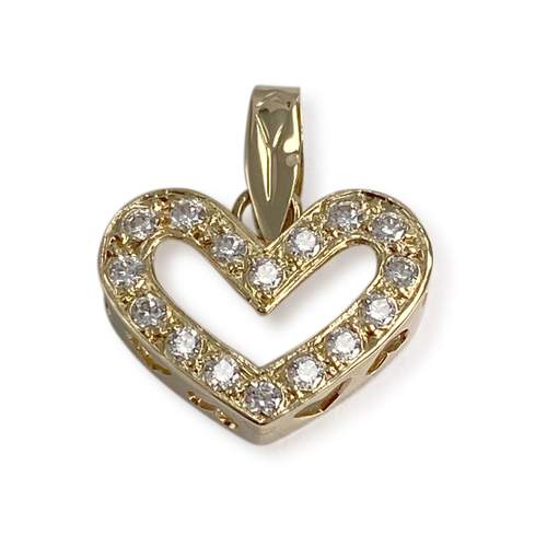 Pendentif coeur d'occasion or 750 jaunezirconias
