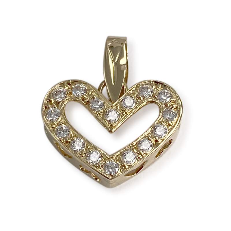 Pendentif coeur d'occasion or 750 jaunezirconias - vue 1