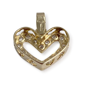 Pendentif coeur d'occasion or 750 jaunezirconias