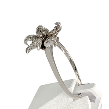 Bague d'occasion or 750 blanc fleur diamants