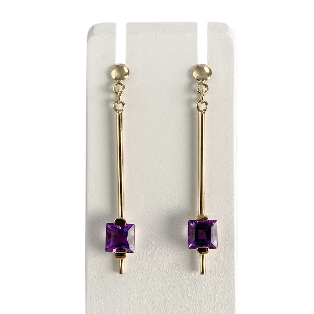Boucles d'oreilles d'occasion or 750 jaune améthystes
