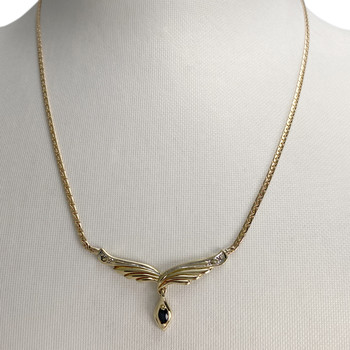 Collier d'occasion or 750 jaune maille anglaise diamant saphir