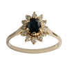 Bague d'occasion or 750 jaune fleur diamants saphir - vue V1