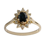 Bague d'occasion or 750 jaune fleur diamants saphir - vue 1