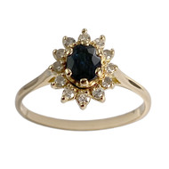 Bague d'occasion or 750 jaune fleur diamants saphir